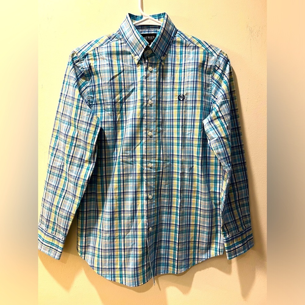 LAUREN Ralph Lauren Boys Button Down Plaid Shirt, sz 16